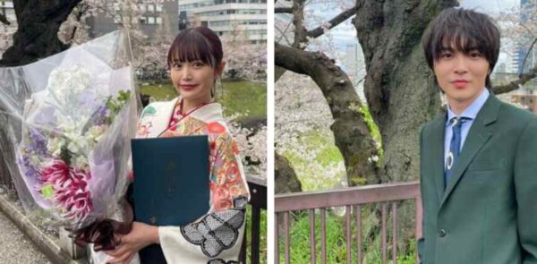 中里萌と金子隼也の卒業式の写真の比較画像