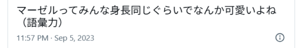 マーゼルの身長についてのXの投稿画像2
